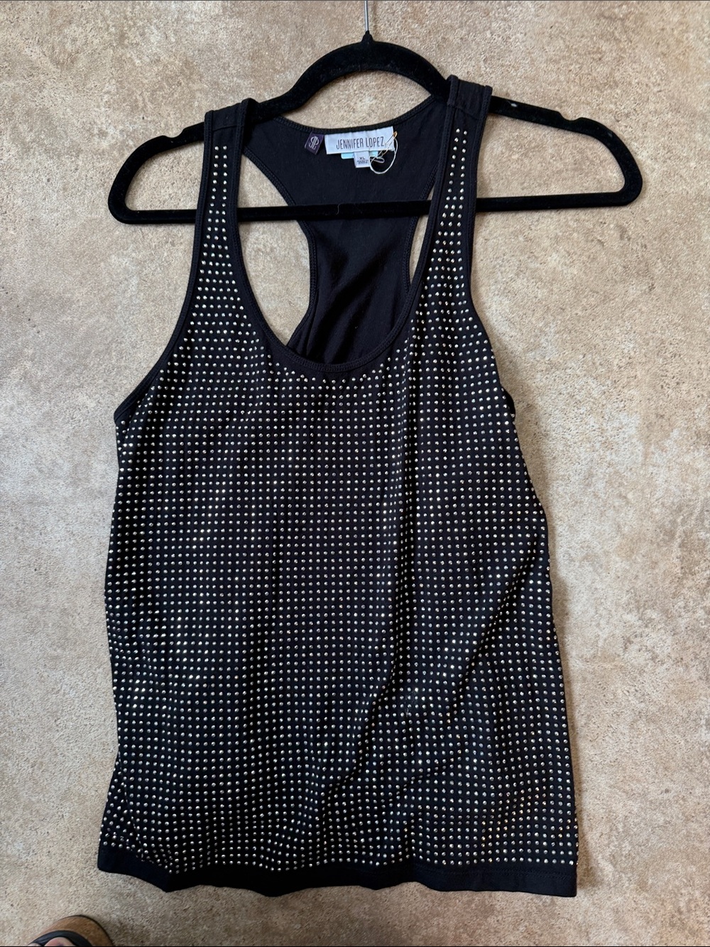 Jennifer Lopez Black Studded Racerback Tank Top